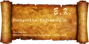 Benyovits Kolumbán névjegykártya